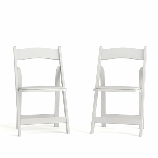 Flash Furniture HERCULES Series White Wood Folding Chair with Vinyl Padded Seat 2-XF-2901-WH-WOOD-GG